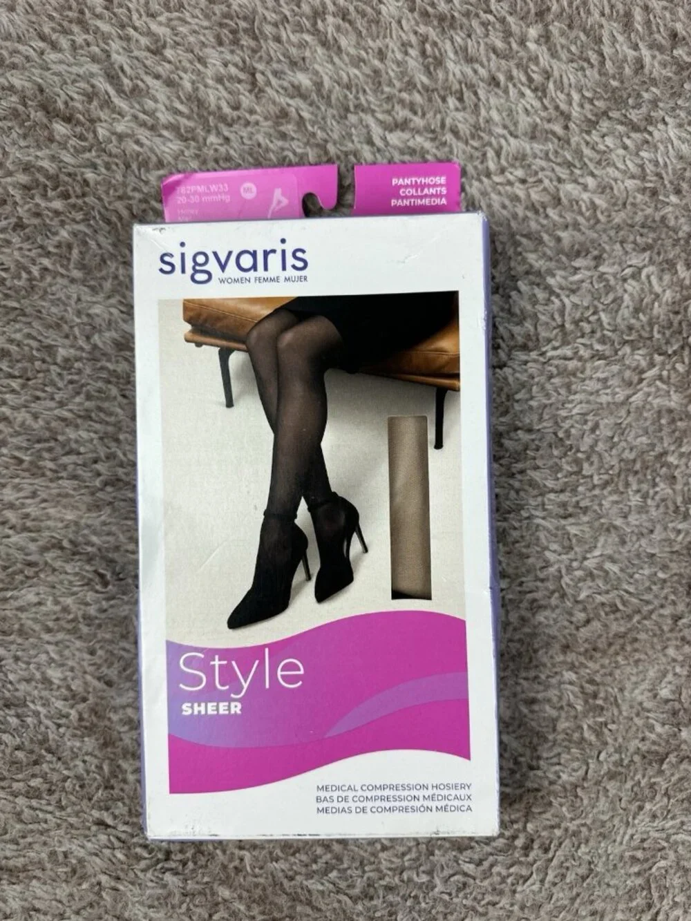 Sigvaris Women's Sheer 20-30 mmHg Compression Pantyhose Honey ML 782PML W 33